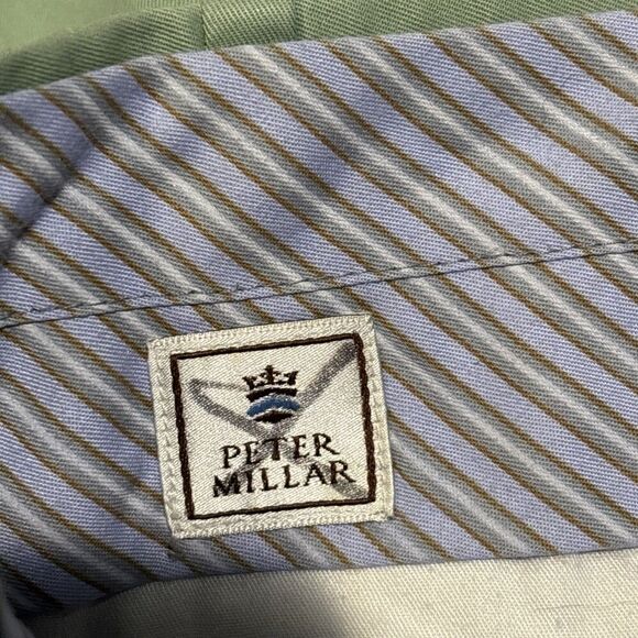 Peter Millar Pure Cotton Flat Front Golf Casual Chino Shorts Men’s Size 36 Green - Picture 11 of 12